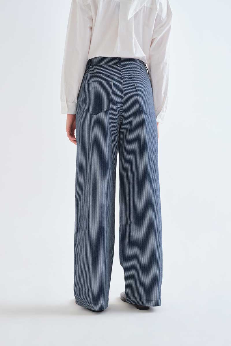 Striped Wide-Les Trousers