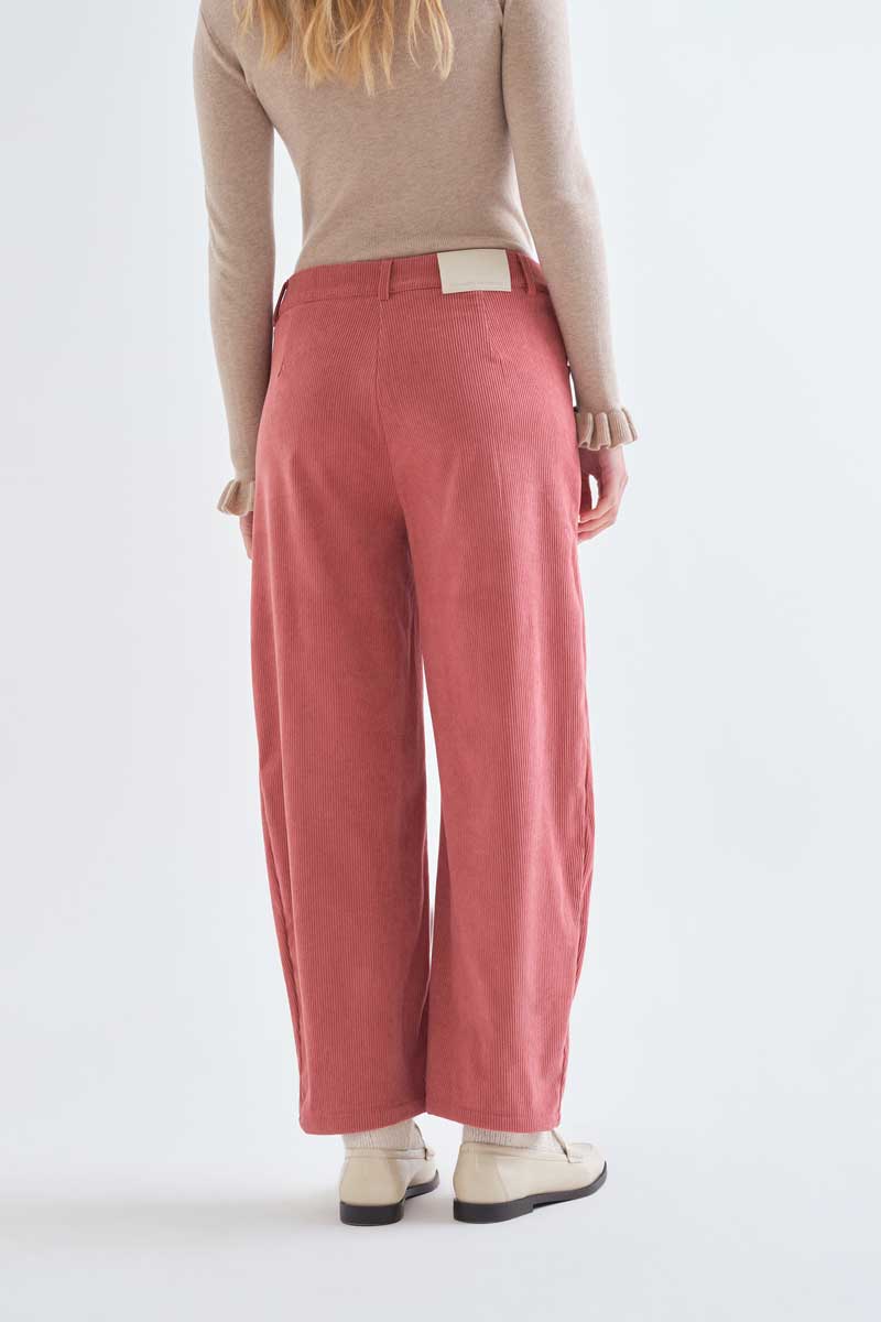 Pink Textured Straight-Leg Trousers