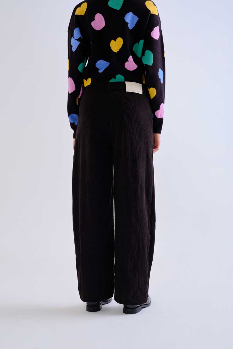 Black Textured Straight-Leg Trousers