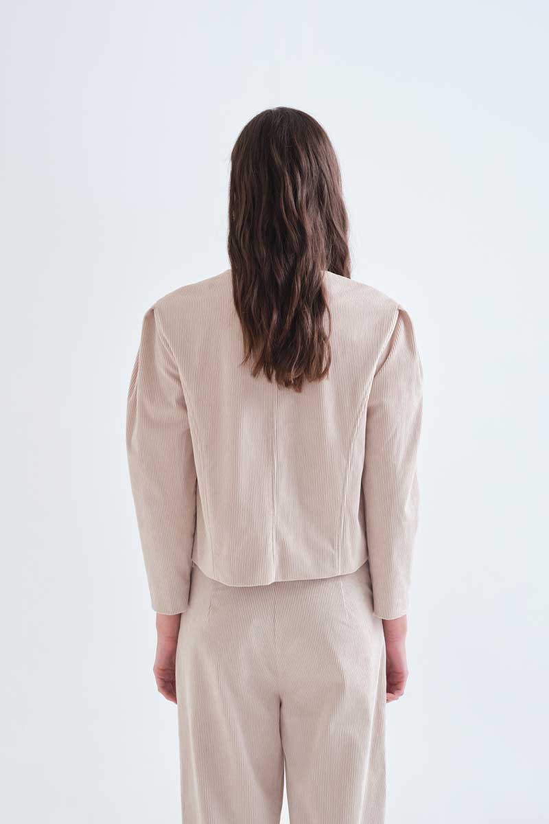 Beige Jacket with Multicolor Buttons