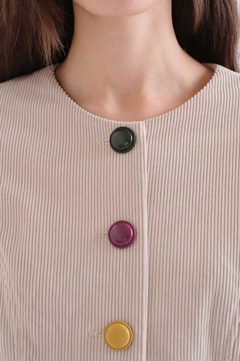 Beige Jacket with Multicolor Buttons