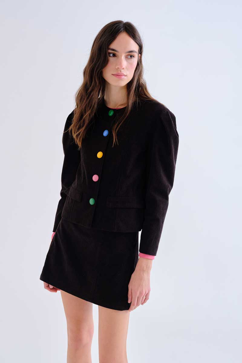Black Jacket with Multicolor Buttons