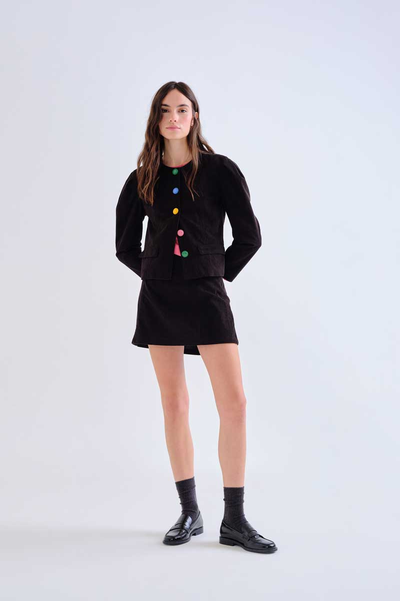Black Jacket with Multicolor Buttons