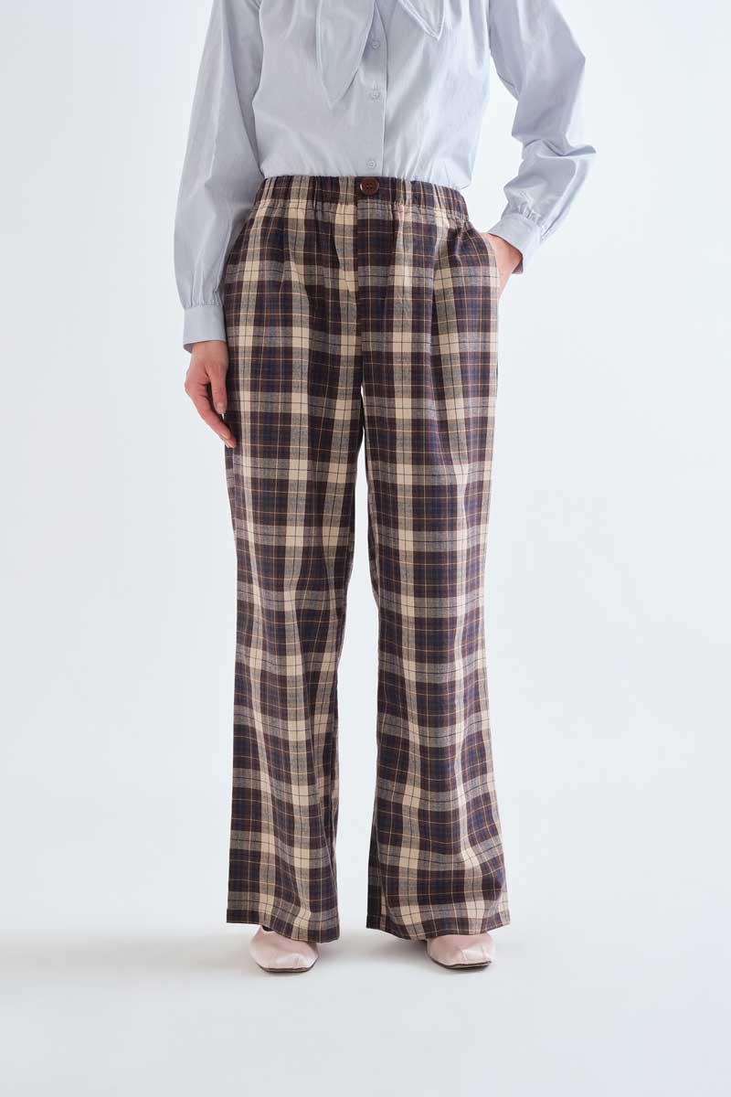 Cotton Trousers with Check Pattern