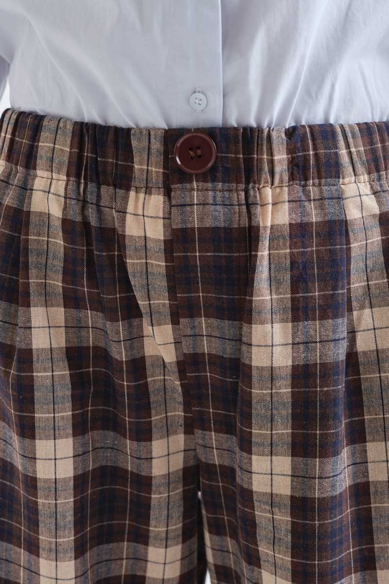Cotton Trousers with Check Pattern