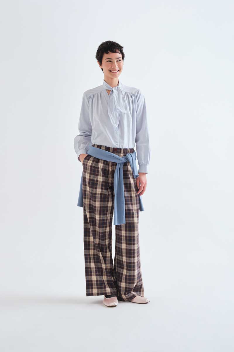 Cotton Trousers with Check Pattern