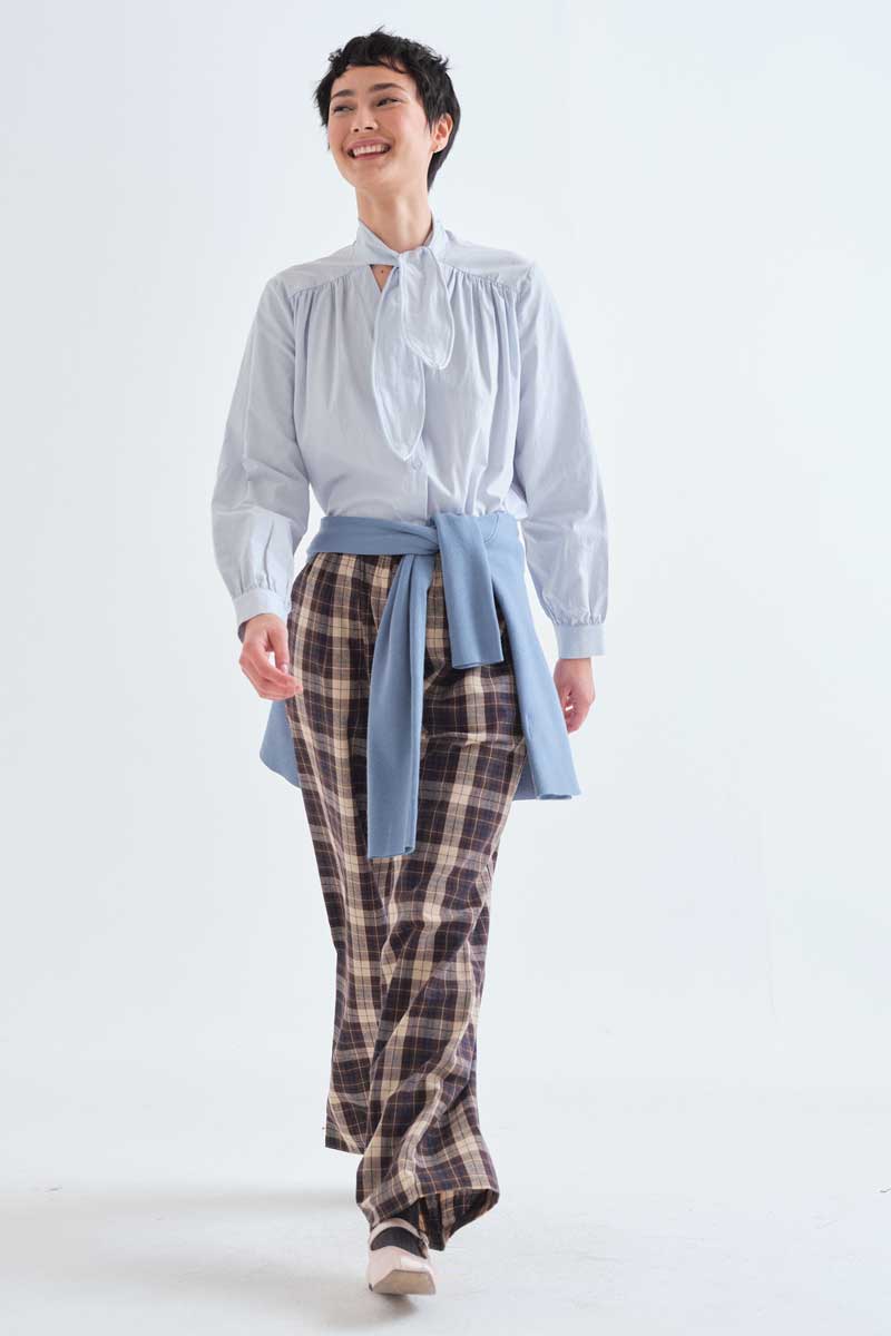 Cotton Trousers with Check Pattern