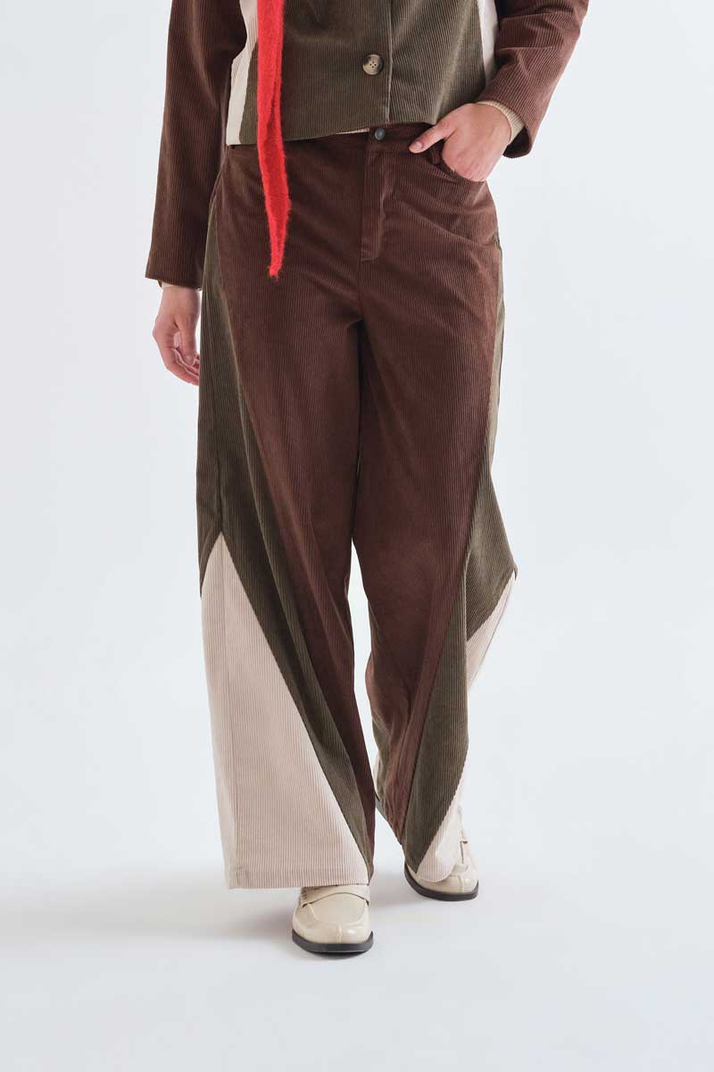 Colour Block Wide-Leg Trousers