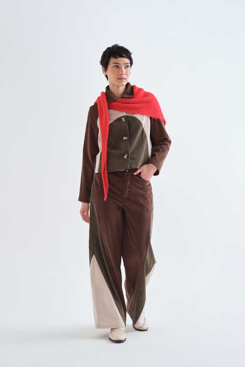 Colour Block Wide-Leg Trousers