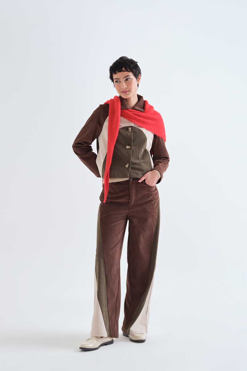 Colour Block Wide-Leg Trousers