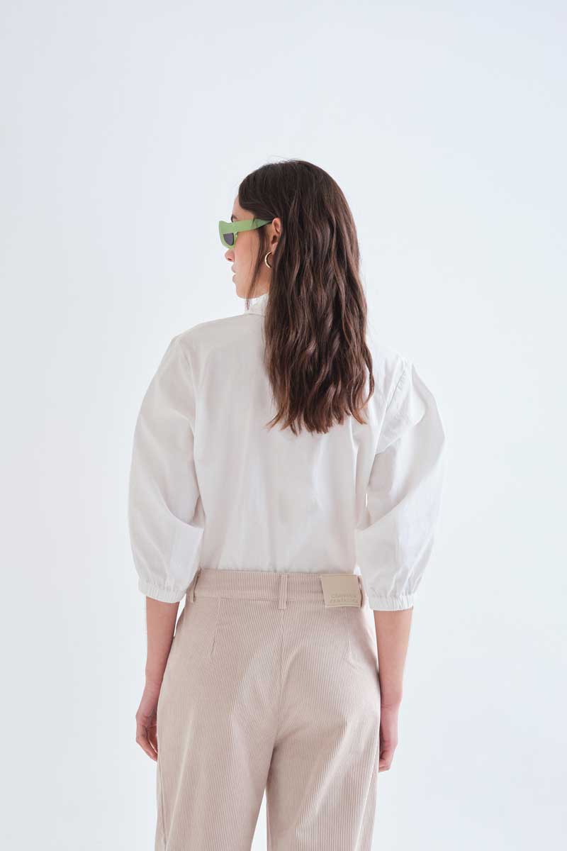 Cotton Blouse with Colourful Button Detail