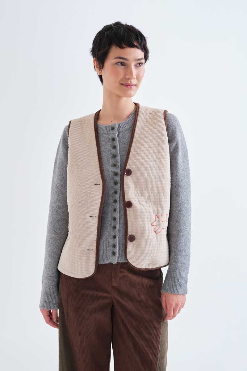 Textured Waistcoat with Cntrast Trim