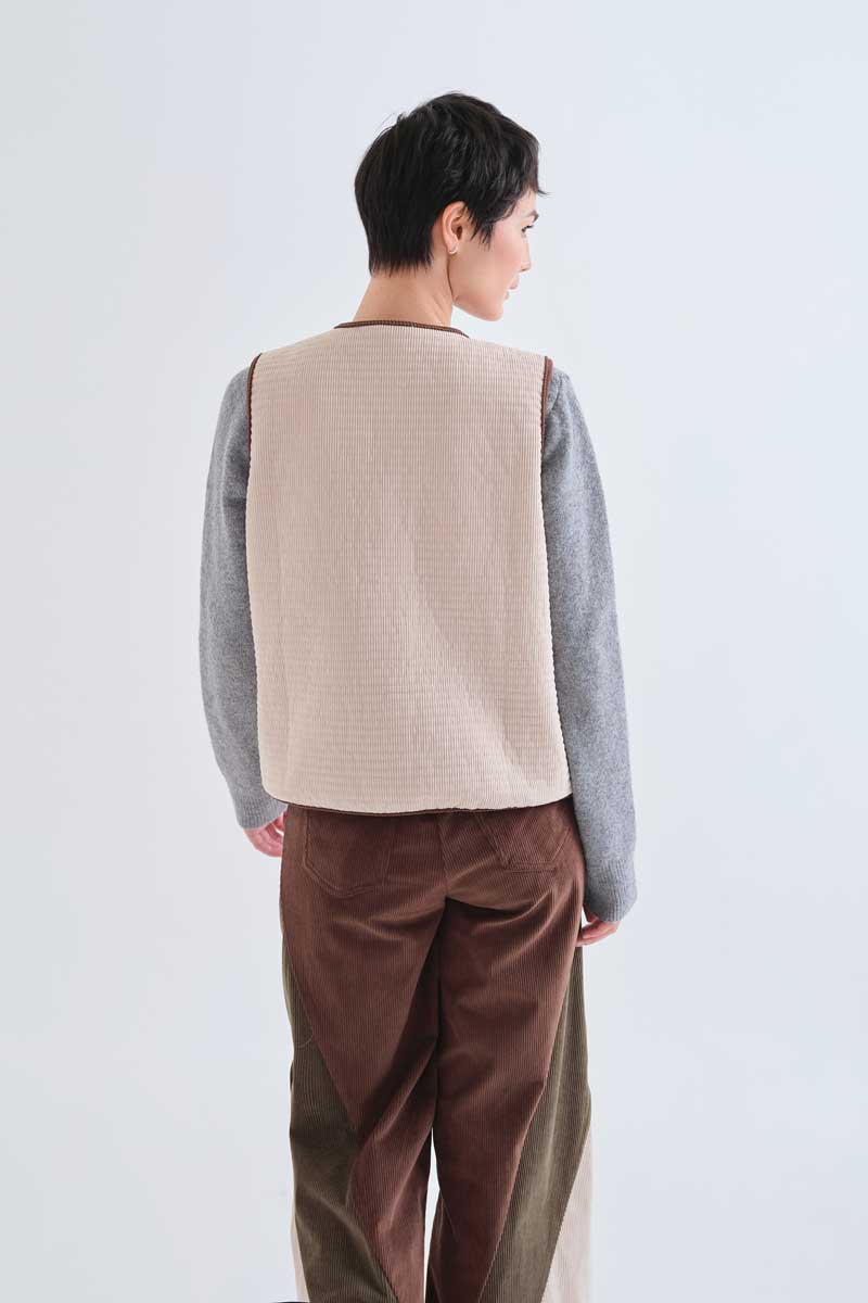 Textured Waistcoat with Cntrast Trim