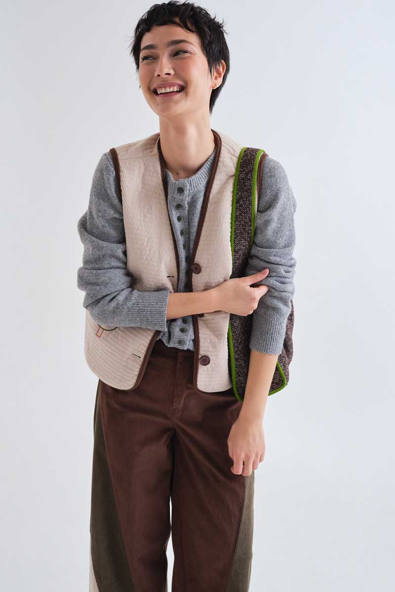 Textured Waistcoat with Cntrast Trim