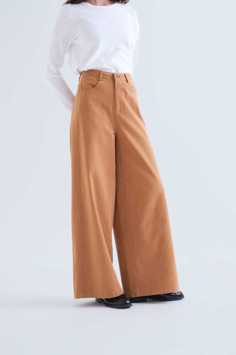 Warm Camel Wide-Leg Trousers
