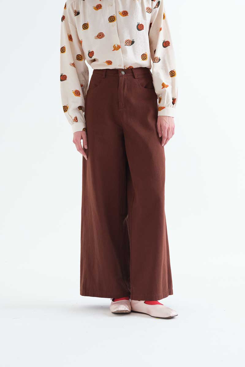 Brown Wide-Leg Trousers