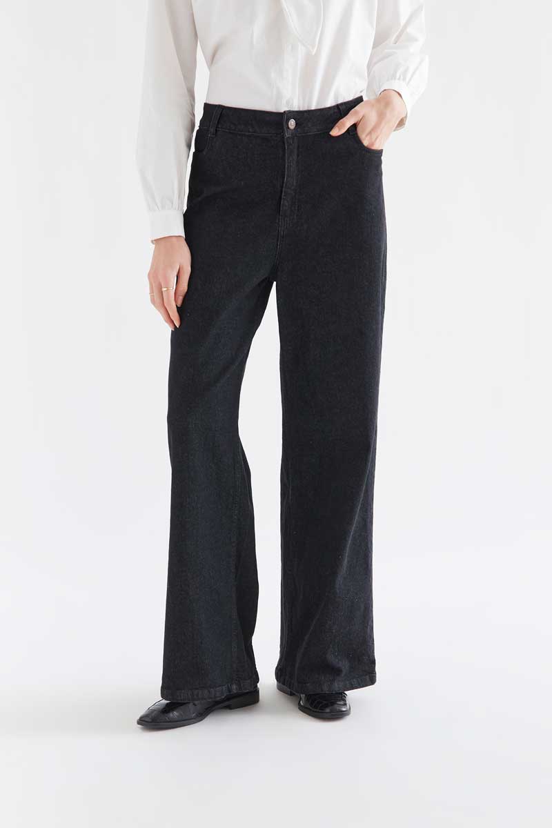 Black Denim Pants with Heart Pockets