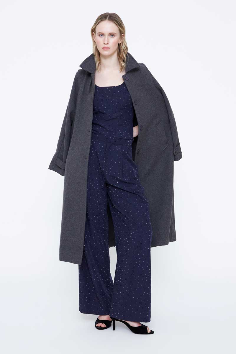 Navy Blue Trousers with Delicate Rhinestone