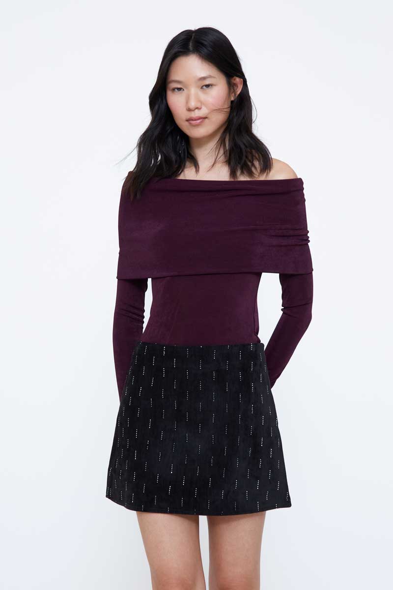 Burgundy Boat Neck Top