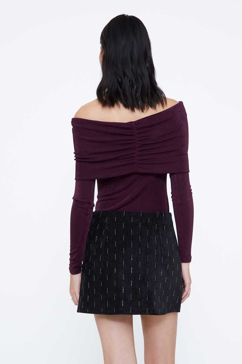 Burgundy Boat Neck Top