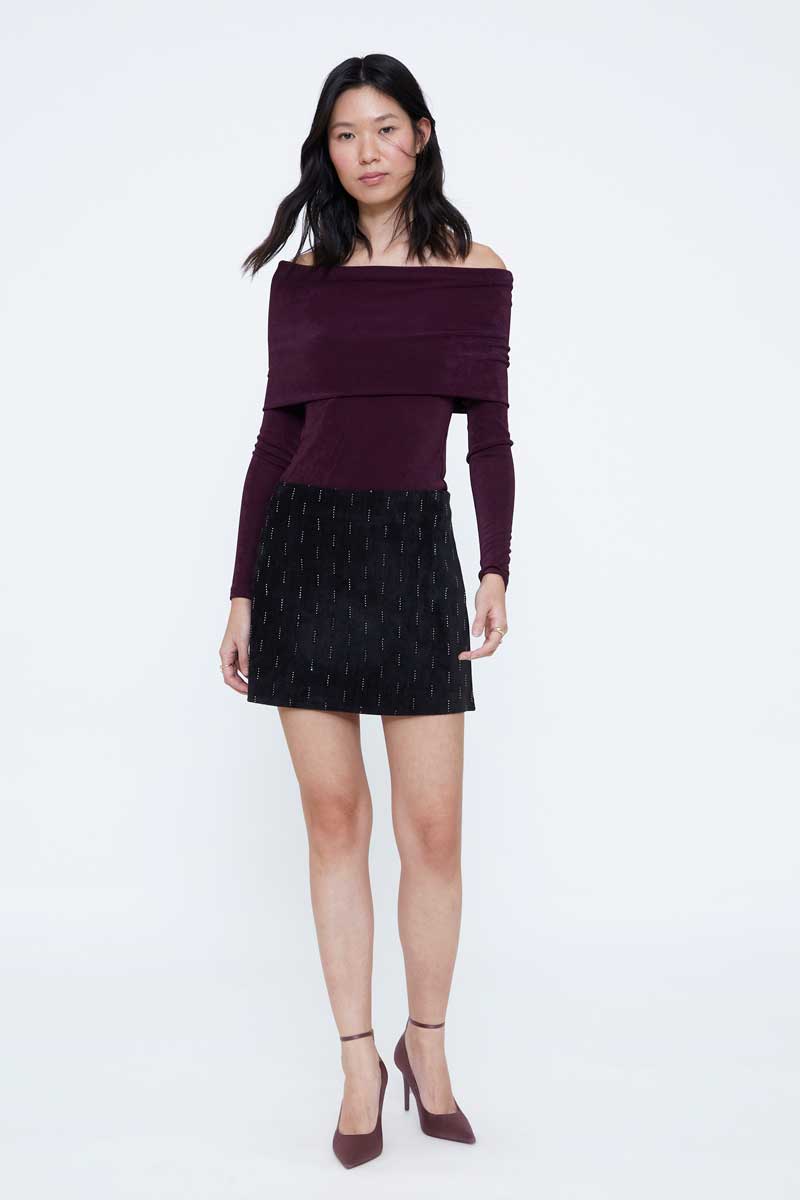 Burgundy Boat Neck Top
