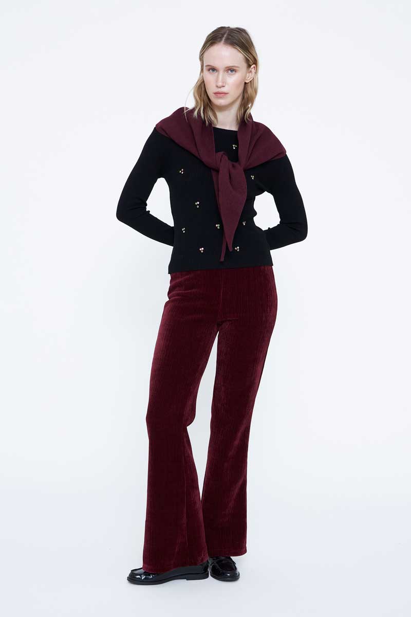 Burgundy Velvet Trousers
