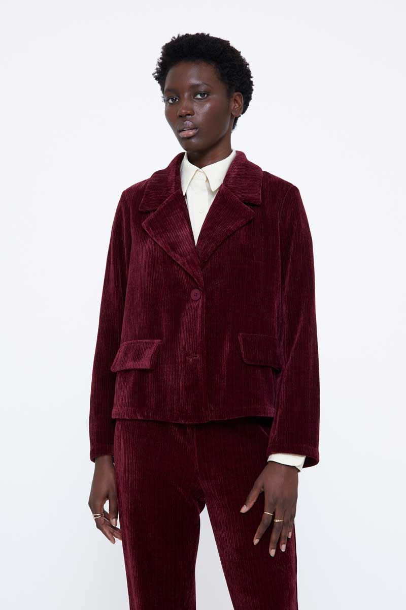 Burgundy Velvet Blazer