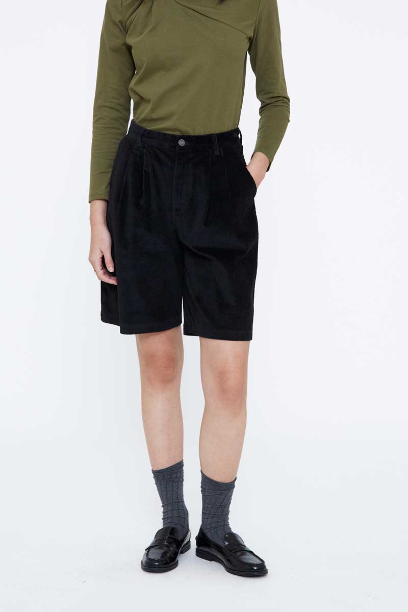 Black Corduroy Shorts