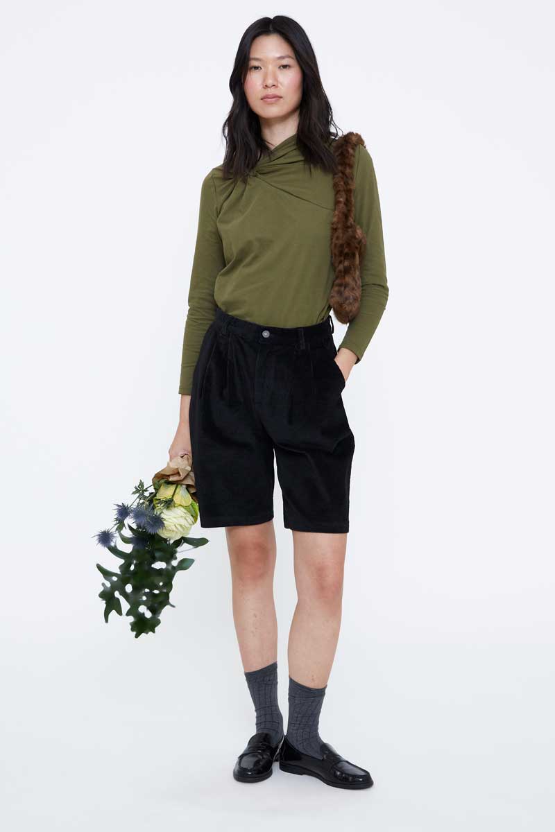 Black Corduroy Shorts