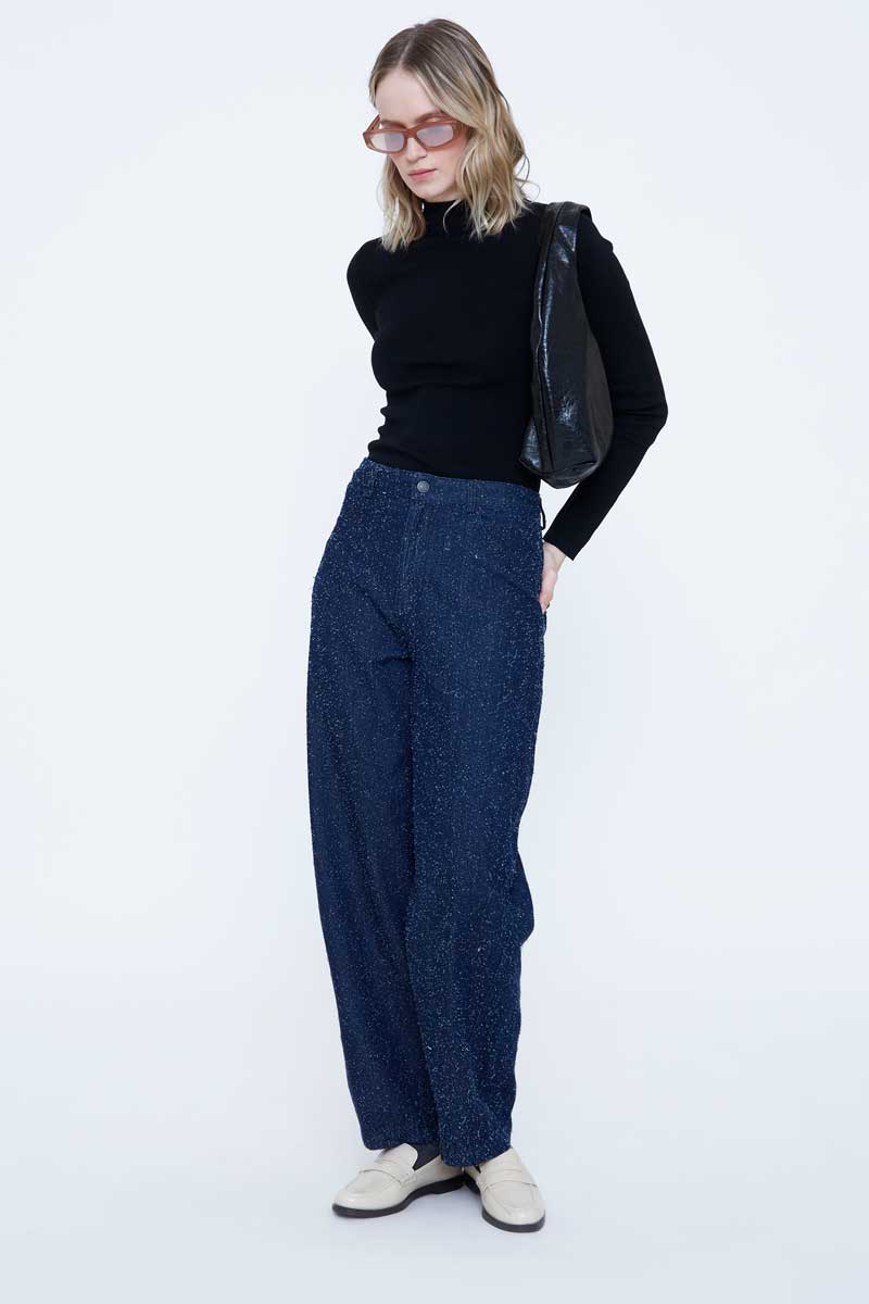 Navy Blue Denim Trousers