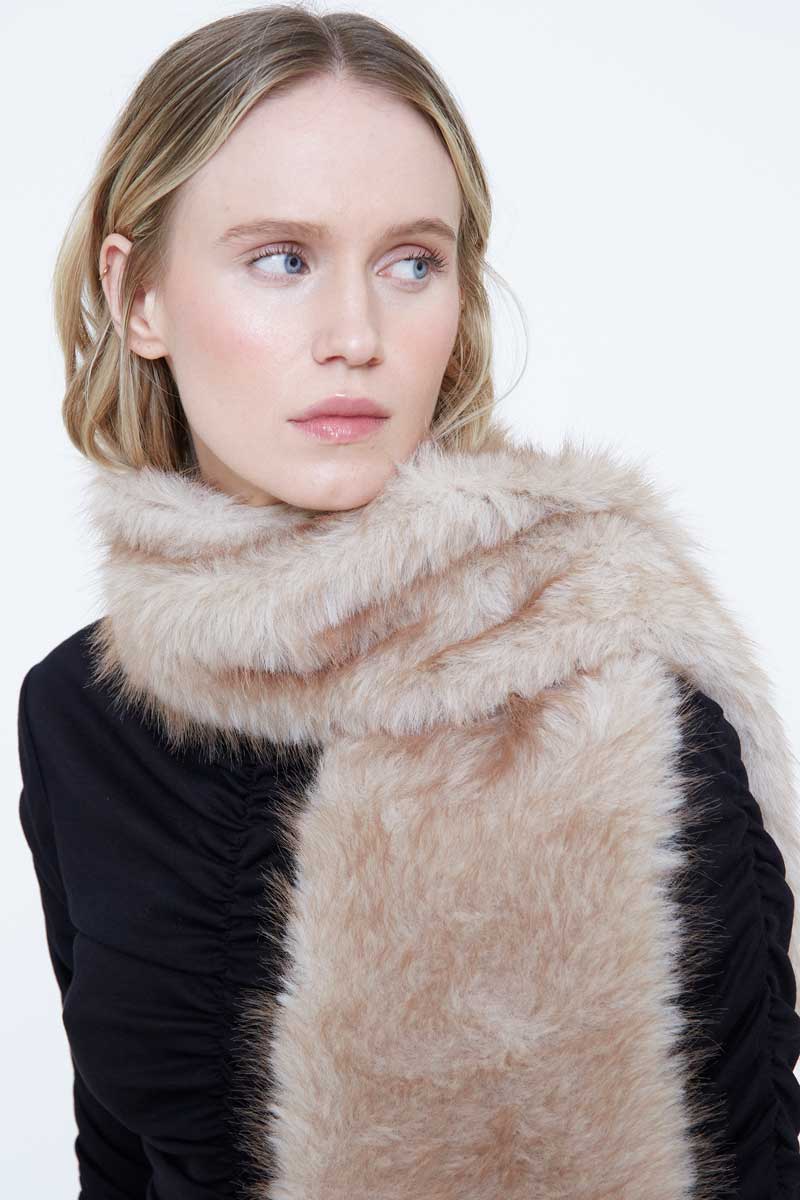 Beige Fur-Effect Scarf