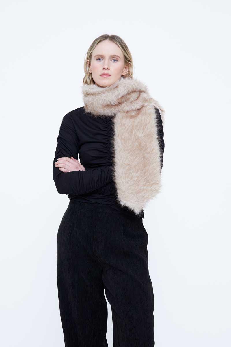 Beige Fur-Effect Scarf