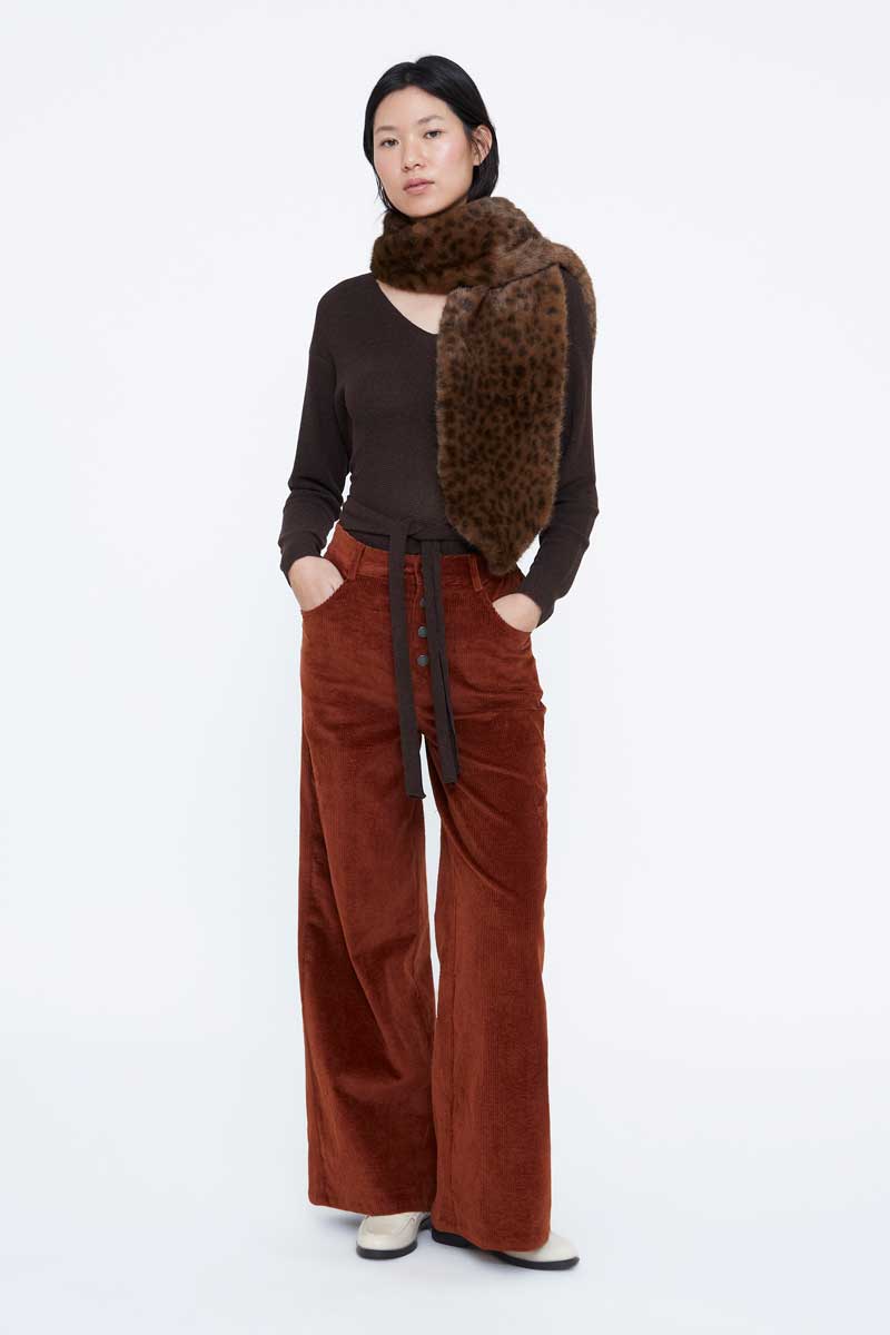 Leopard Print Fur-Effect Scarf