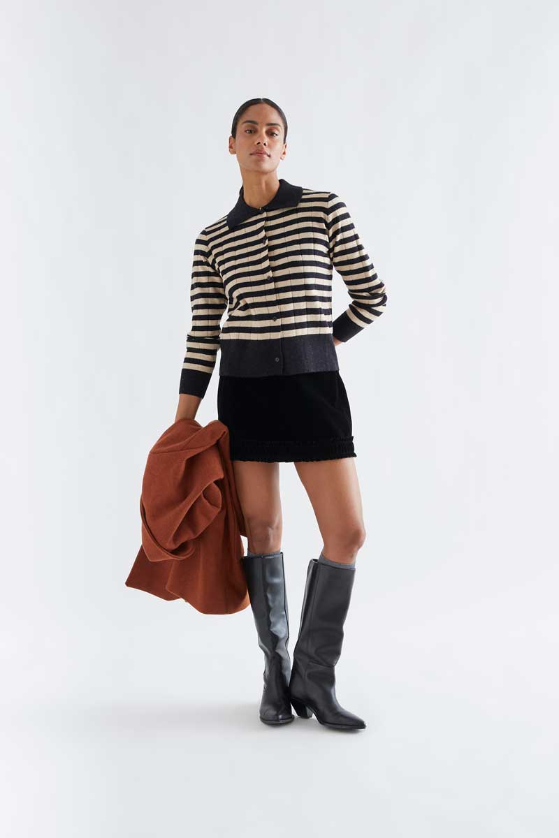 Striped Collared Cardigan