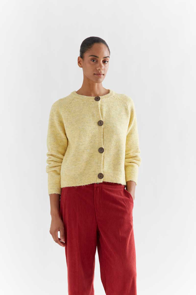 Butter Yellow Button-Front Cardigan