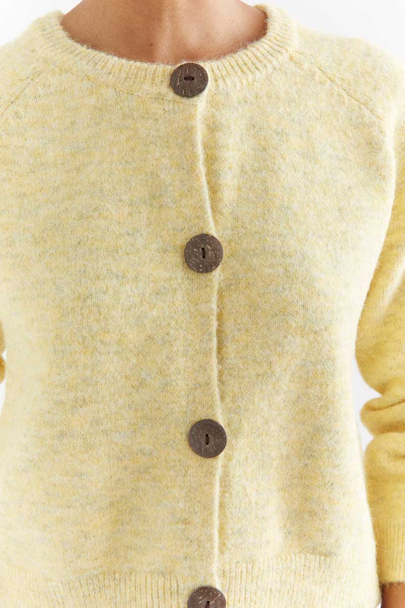 Butter Yellow Button-Front Cardigan