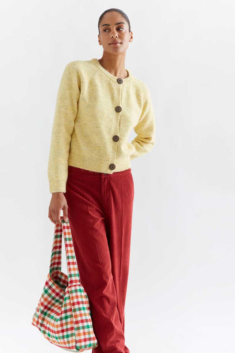 Butter Yellow Button-Front Cardigan