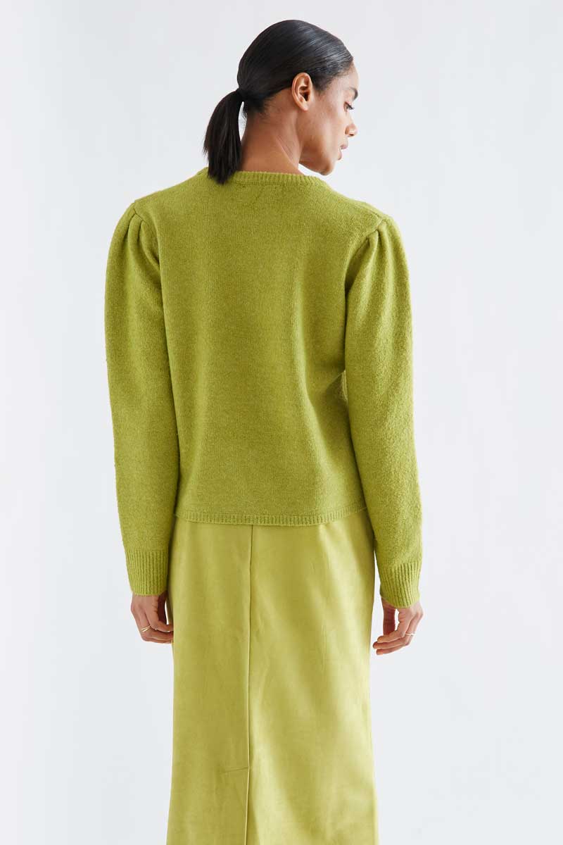 Charteuse Puff-Sleeve Sweater