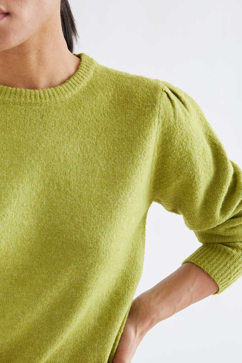 Charteuse Puff-Sleeve Sweater