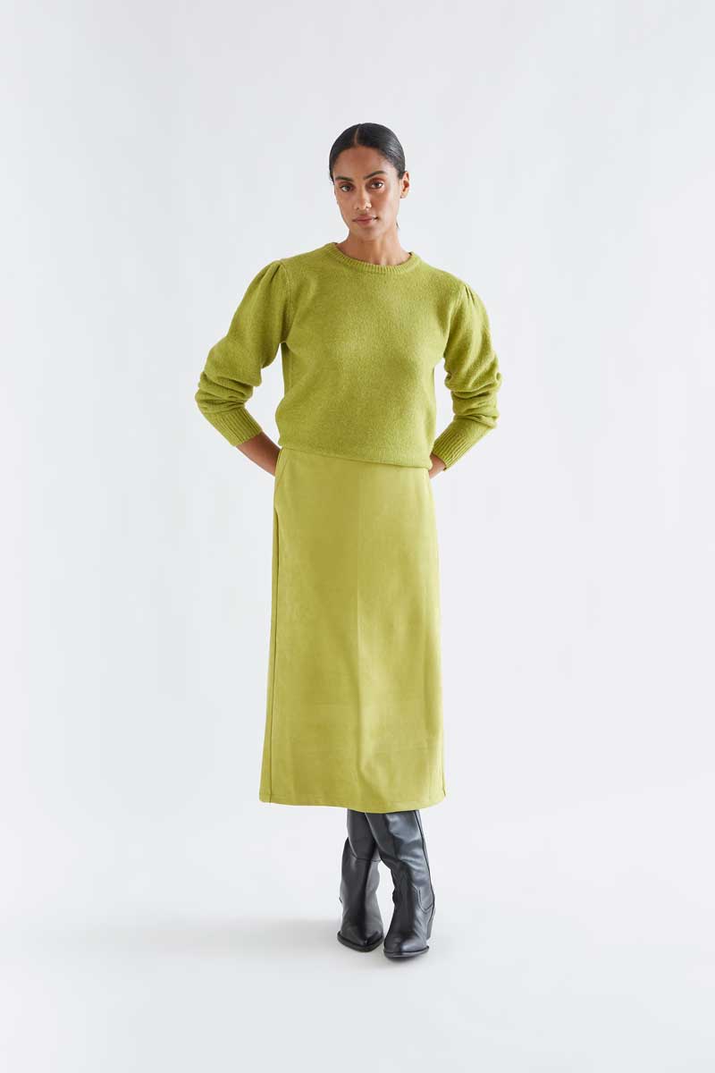 Charteuse Puff-Sleeve Sweater