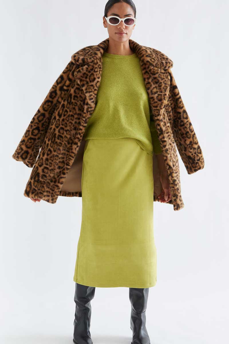 Charteuse Puff-Sleeve Sweater