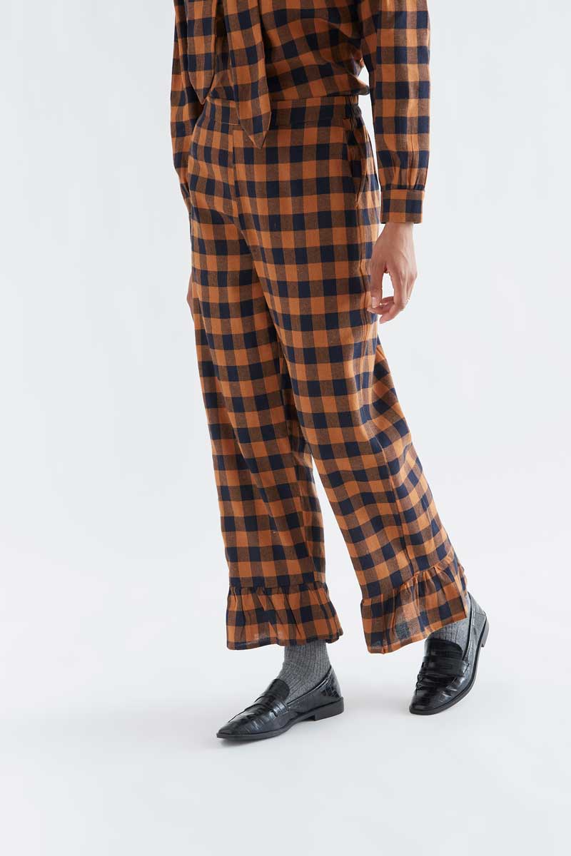 Brown and Navy Check Trousers