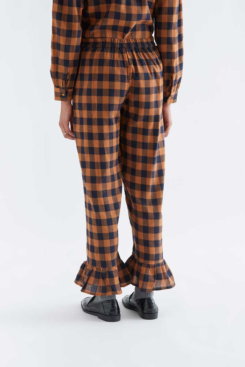 Brown and Navy Check Trousers