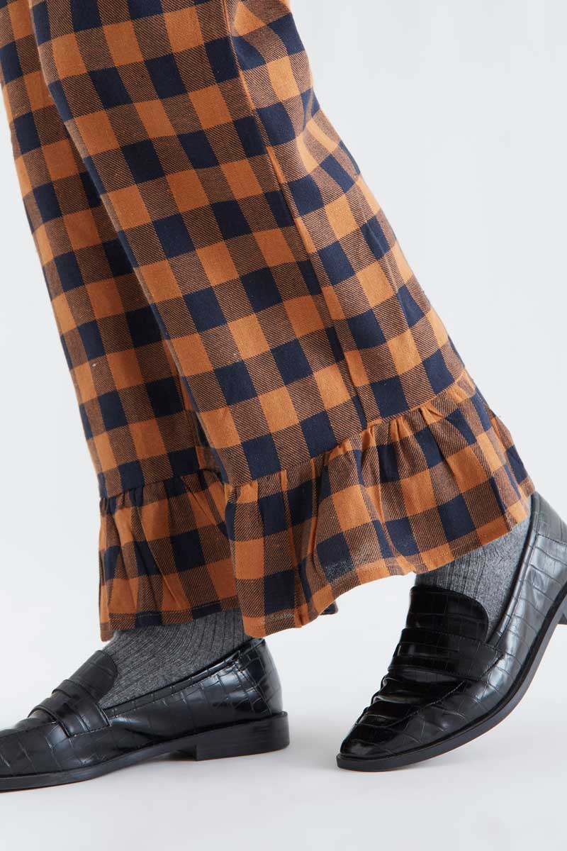 Brown and Navy Check Trousers
