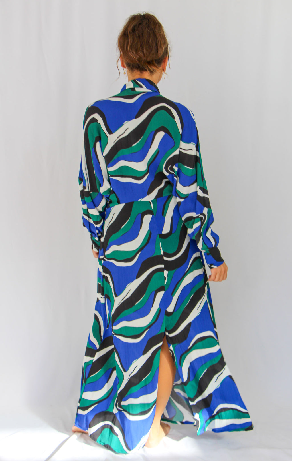 Wave Print Maxi Dress.