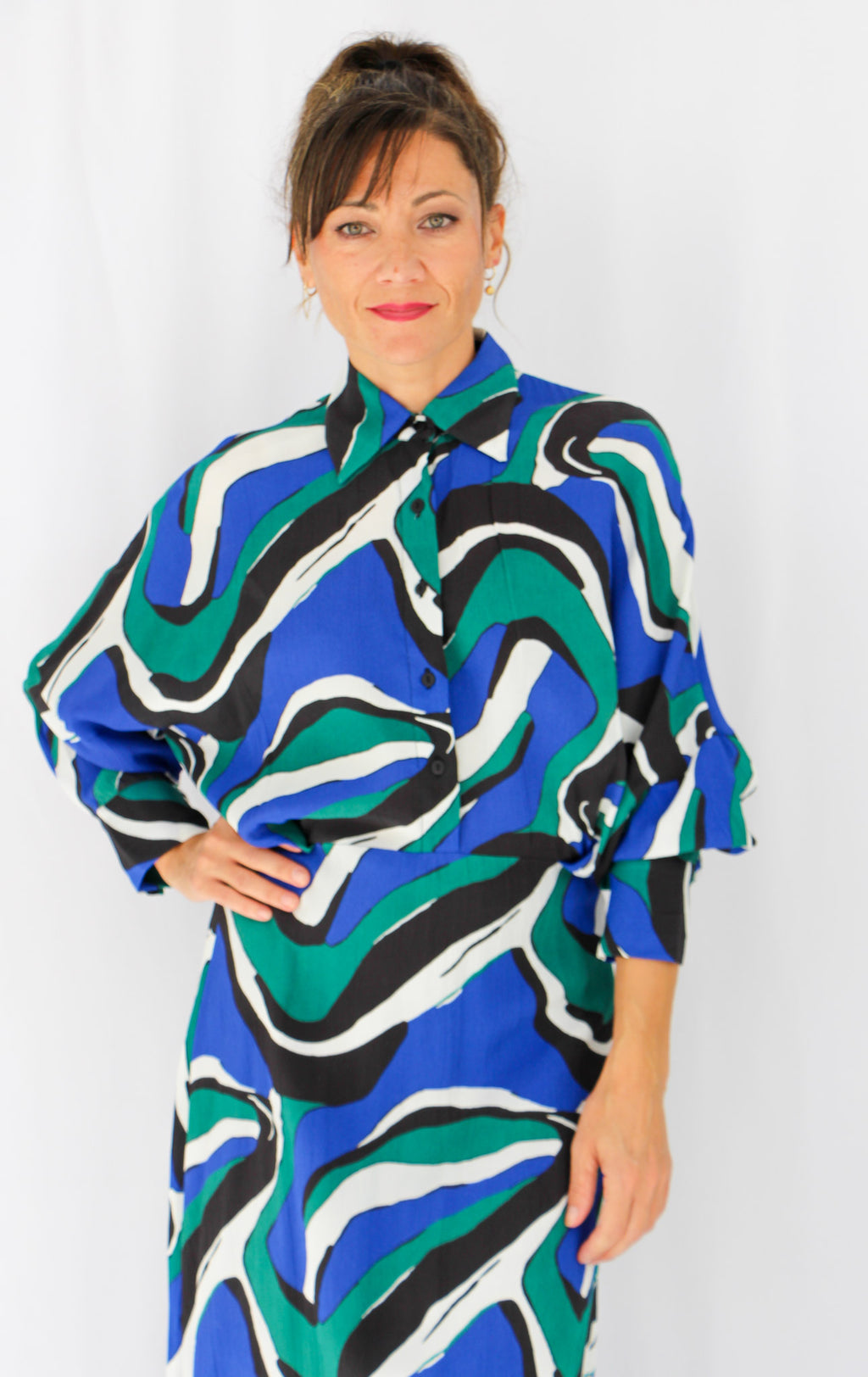 Wave Print Maxi Dress.