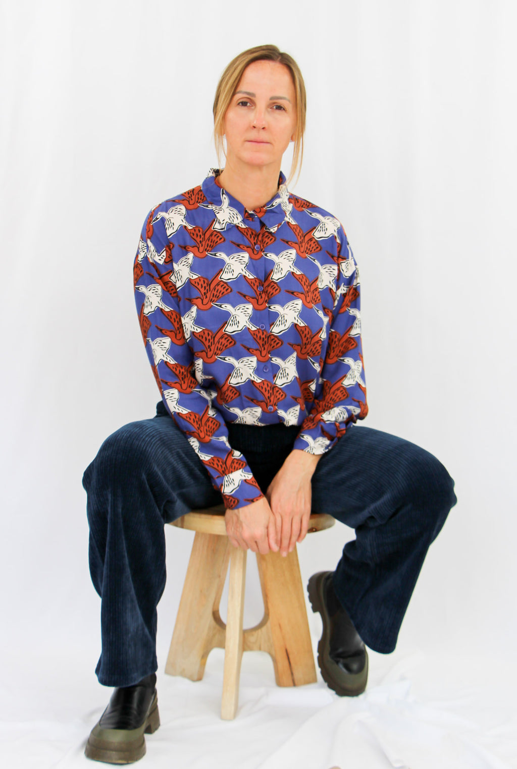 Birds Patern Long Sleeve Shirt.