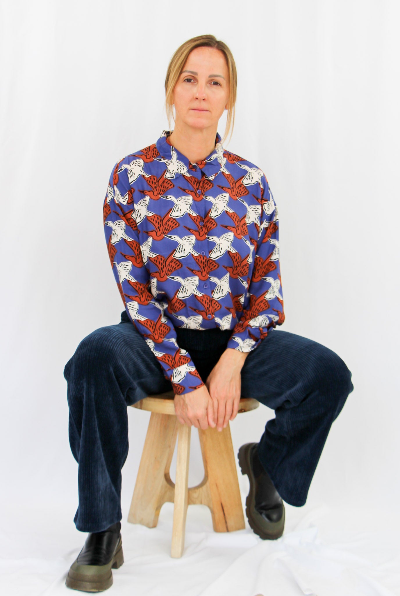 Birds Patern Long Sleeve Shirt.