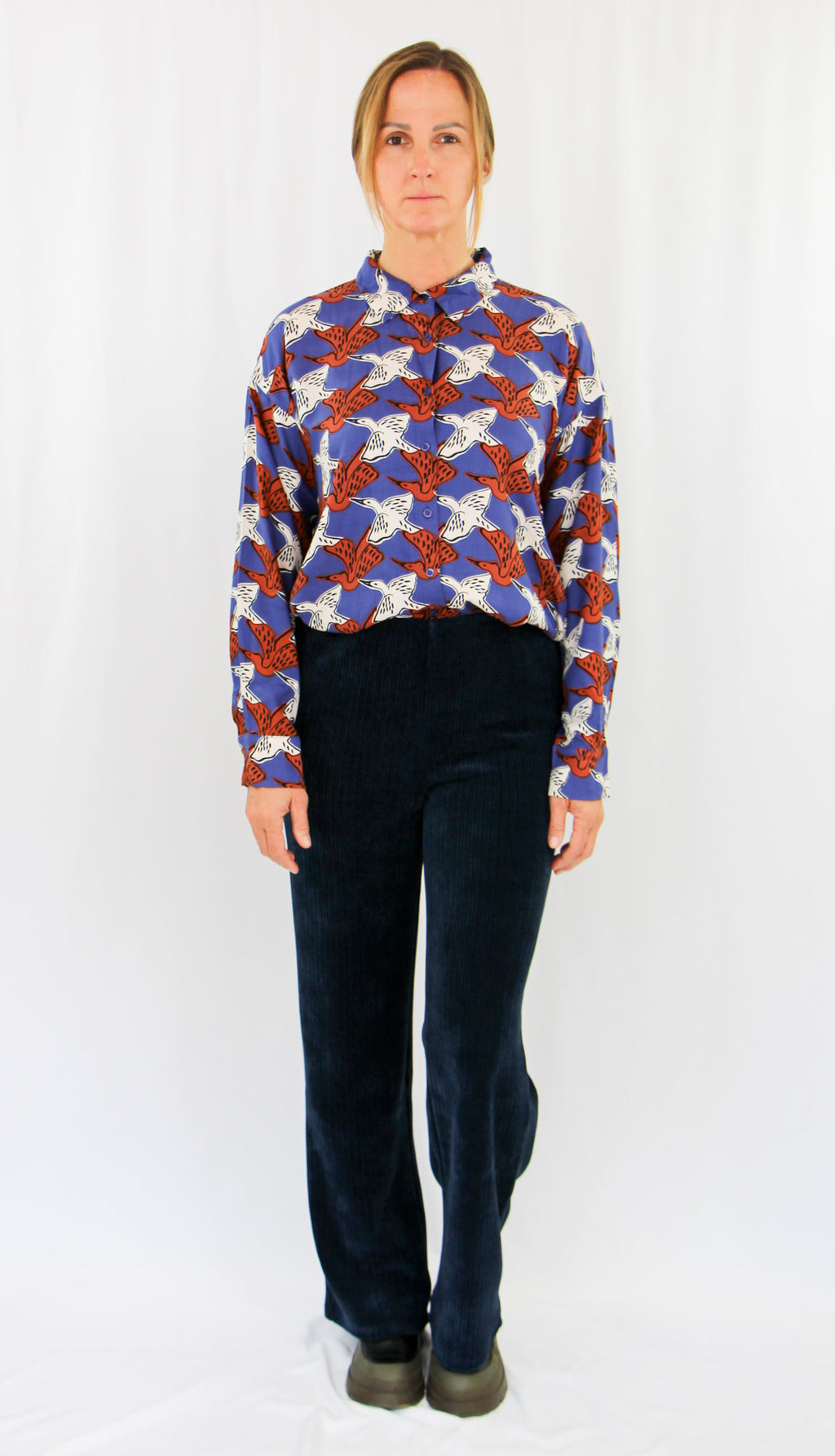 Birds Patern Long Sleeve Shirt.