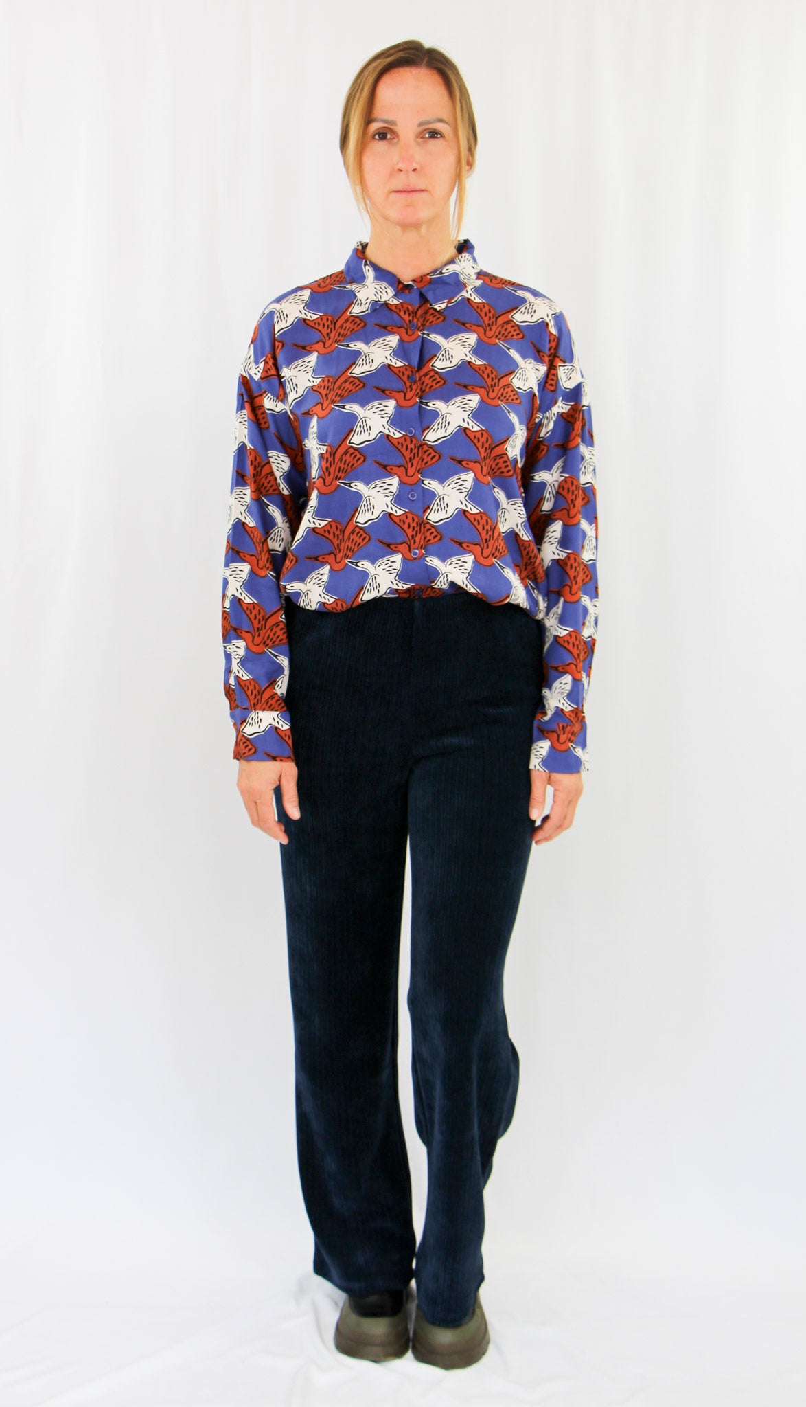 Birds Patern Long Sleeve Shirt.